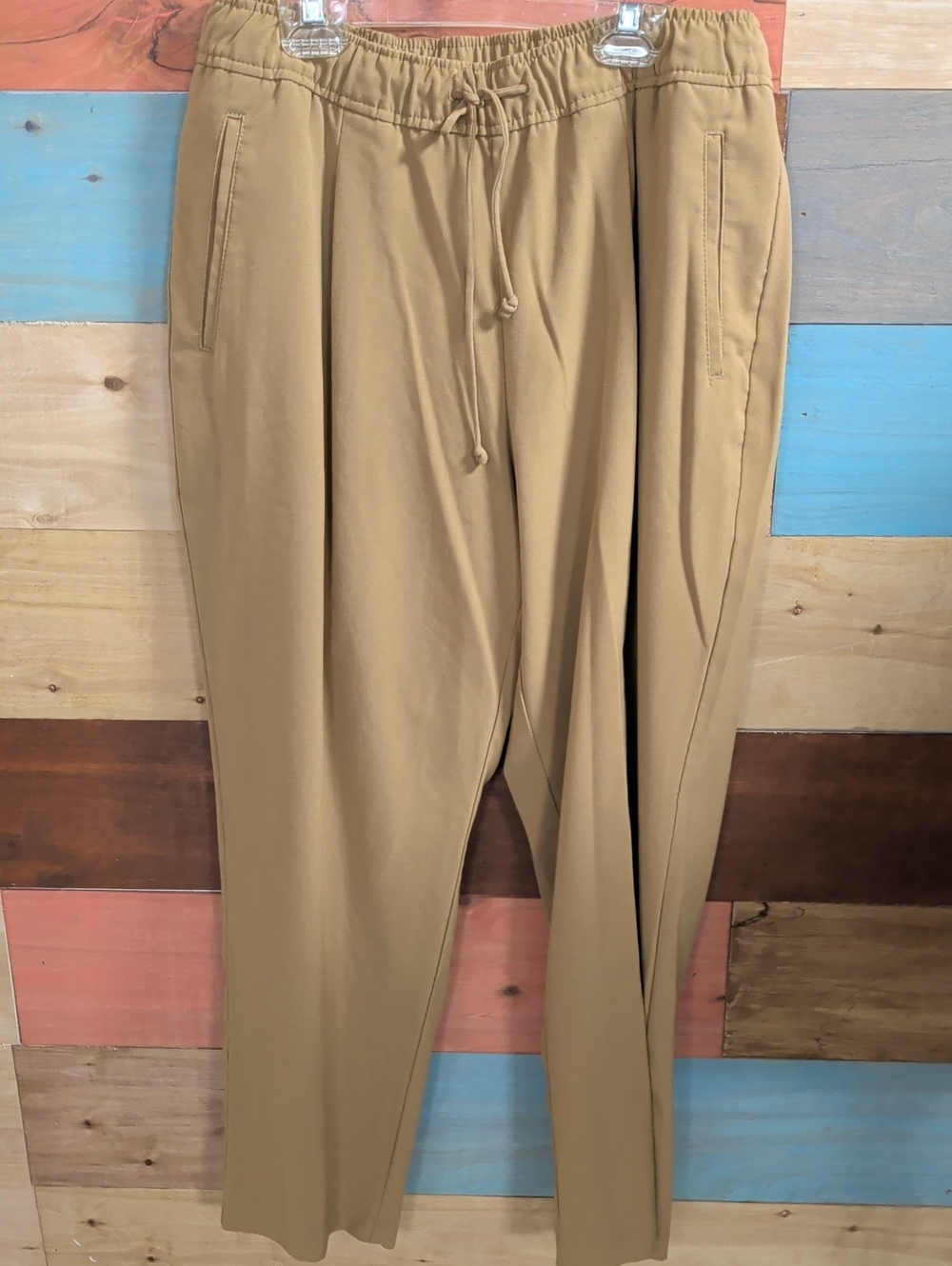 Old Navy Tan Drawstring Chinos with Pleated Front